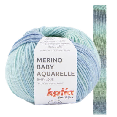 Merino Baby Aquarelle 353 Light Sky Blue -Jeans -Mint Green