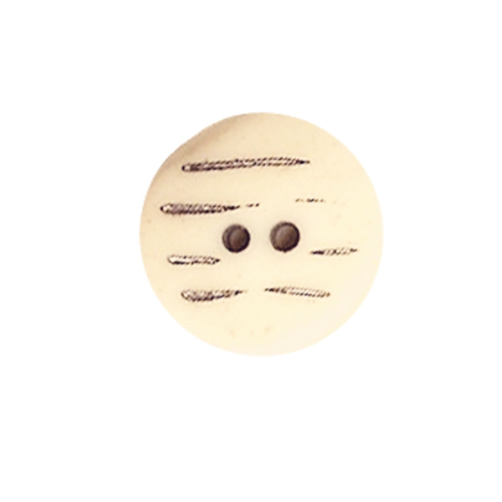 Button 21001001 Bone with Dark Wavy Etches 18mm