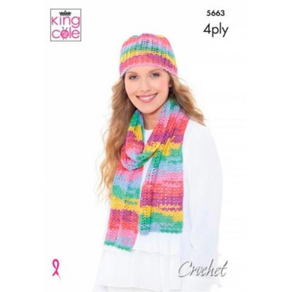 King Cole 5663 Hat and Scarf  Crochet