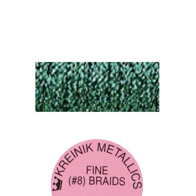 Kreinik Metallic #8 Braid   009HL Emerald High Lustre