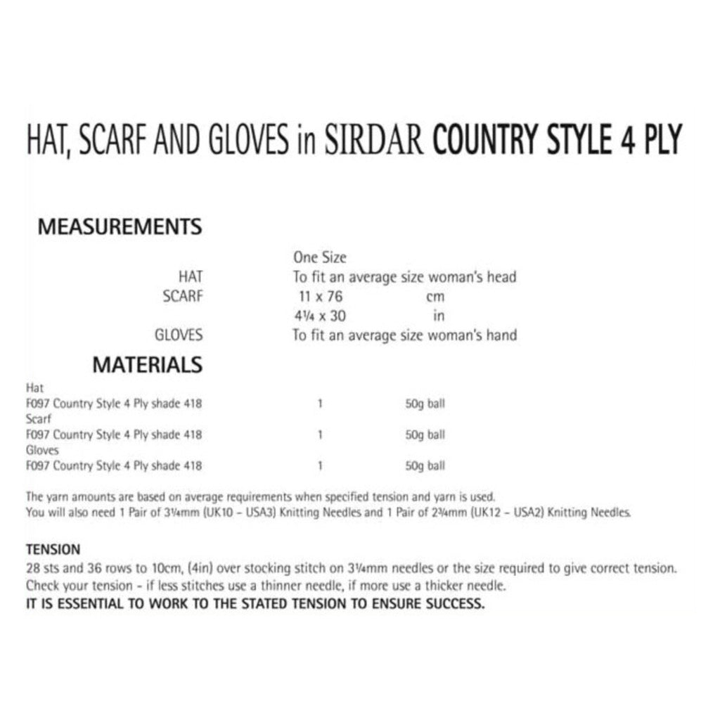 Sirdar 7115 Country Style 4ply Hat Set