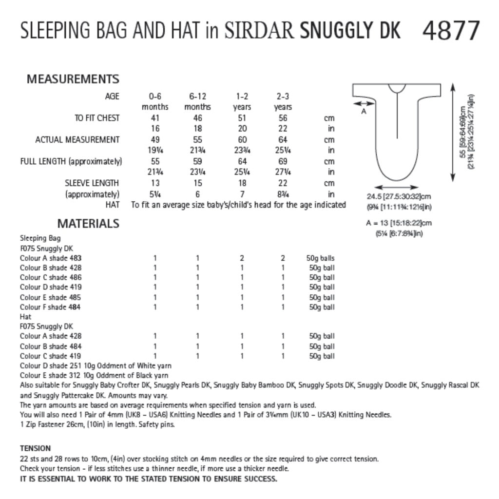 Sirdar 4877 Baby Caterpillar Bag and Cap