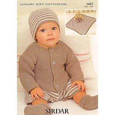 Sirdar 1687 Babies Jacket,  Pants, Booties and Blanket