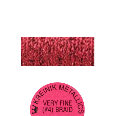 Kreinik Metallic #4 Braid   003HL Red High Lustre