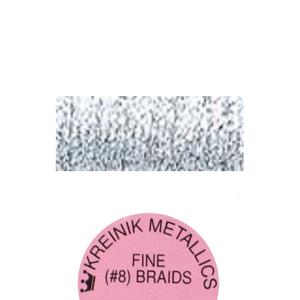 Kreinik Metallic #8 Braid   001HL Silver High Lustre