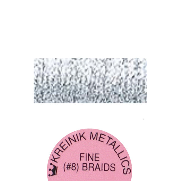 Kreinik Metallic #8 Braid   001HL Silver High Lustre