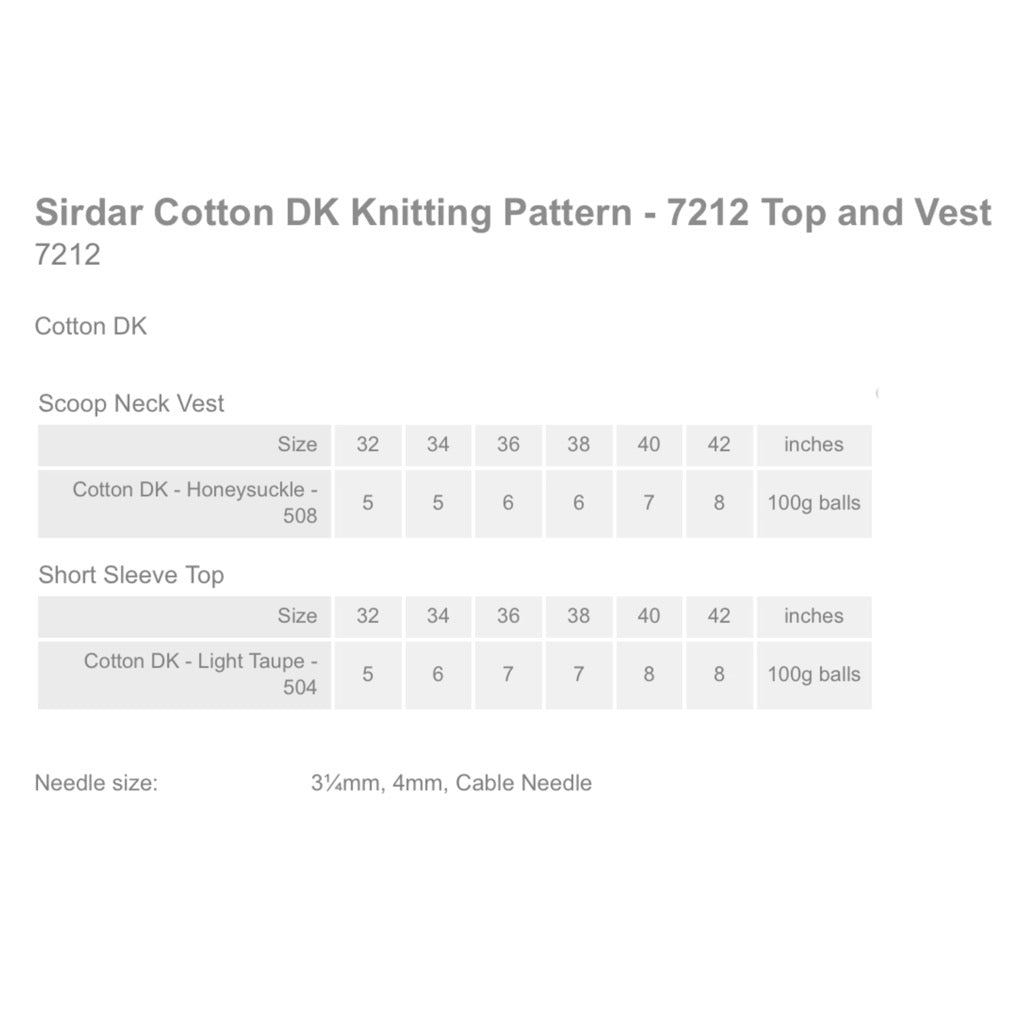 Sirdar 7212 Cotton DK SummerTop