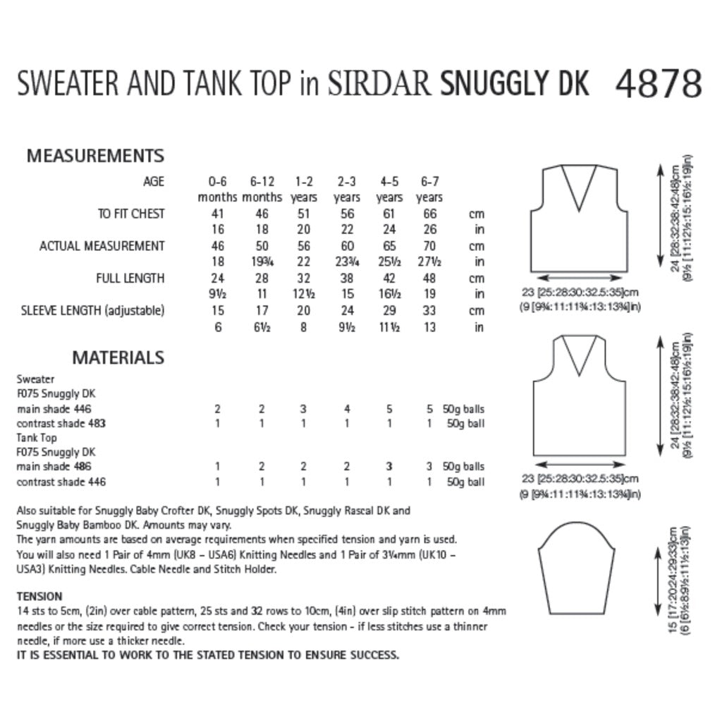 Sirdar 4878 Cabled Vneck pullover