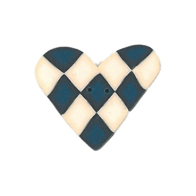 Just Another Button Company 3345 Checkered Heart Blue and White