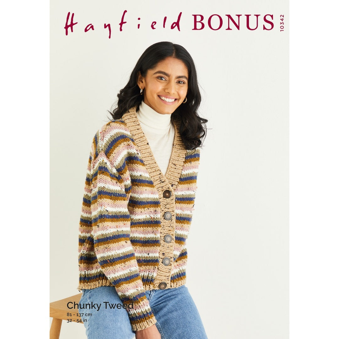 Hayfield 10342 Bonus Chunky Tweed Cardigan