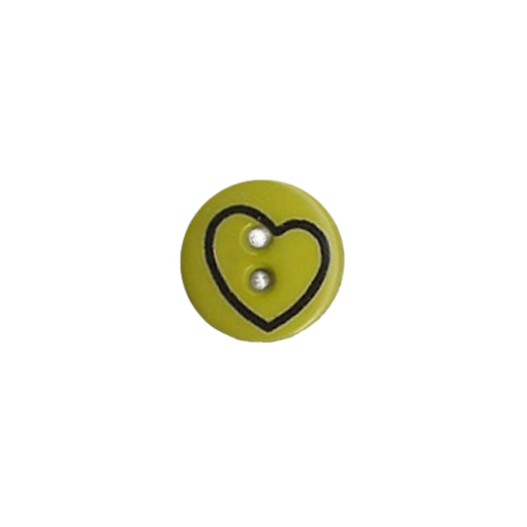Button 211628 Green with Heart Image 13mm