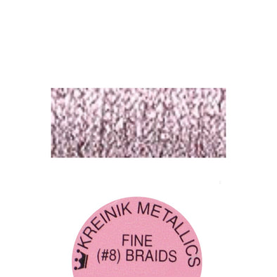 Kreinik Metallic #8 Braid   007HL Pink High Lustre
