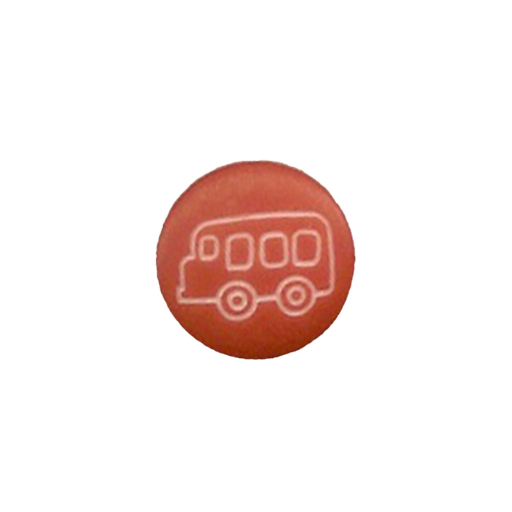 Button 952599Y Orange Bus Image Shank 14mm
