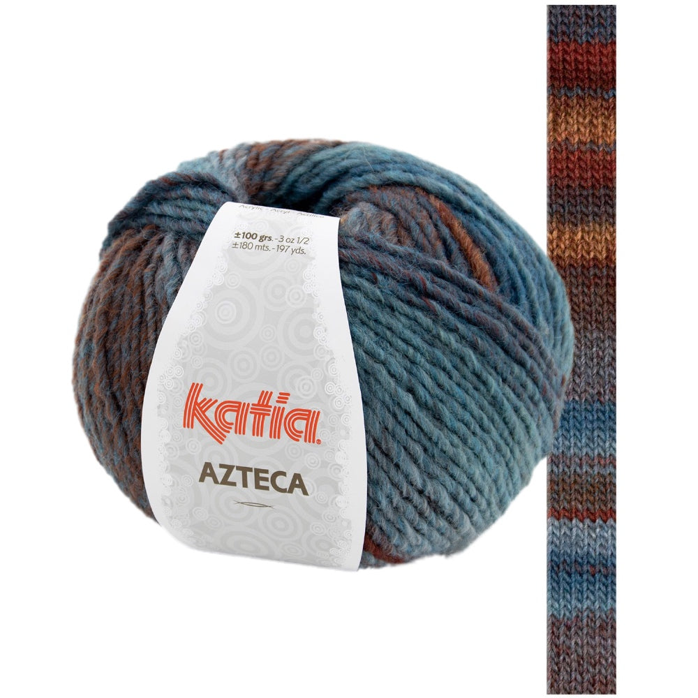 Azteca 7872 Blue Rust & Brown