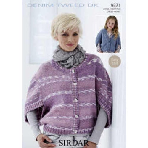 Sirdar 9371 Denim Tweed  Cape DK