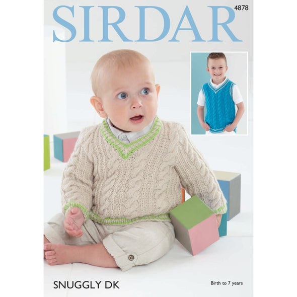 Sirdar 4878 Cabled Vneck pullover
