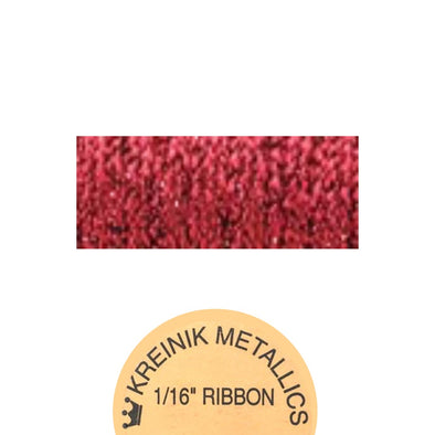 Kreinik Metallic 1/16” Ribbon  003HL Red High Lustre