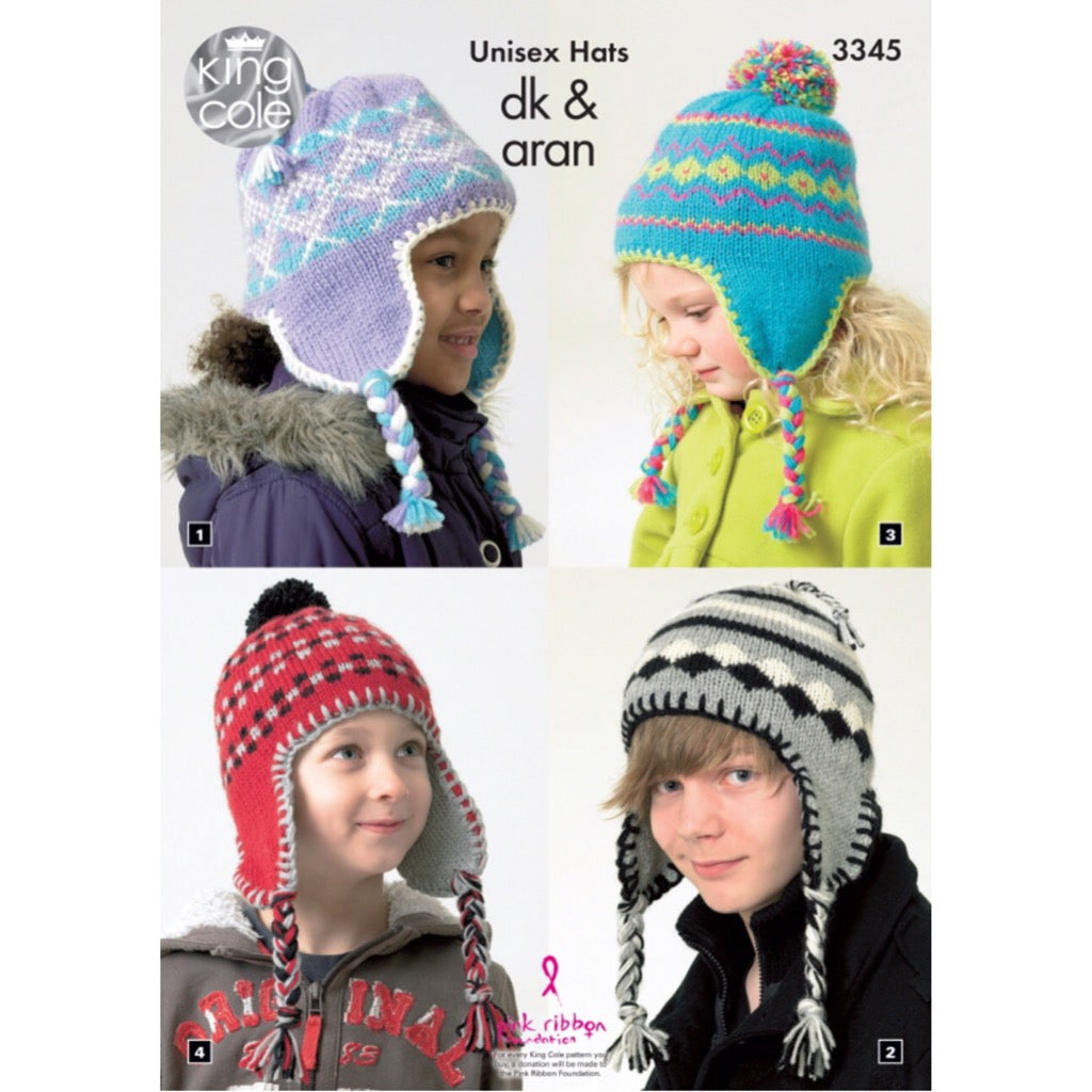 King Cole 3345 Unisex Hat DK and Aran