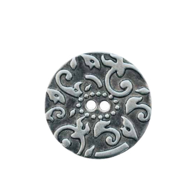 Button 281208 Full Metal with Texture Antique Silver 15mm