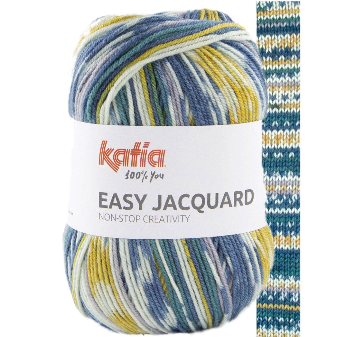 Easy Jacquard 406 Mint - Turquoise - Lemon yellow - Jeans  Worsted