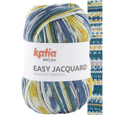 Easy Jacquard 406 Mint - Turquoise - Lemon yellow - Jeans  Worsted