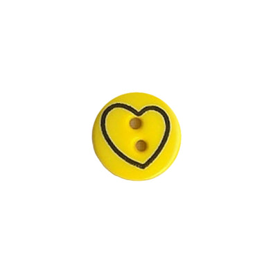 Button 211631 Yellow with Heart Imprint 13mm