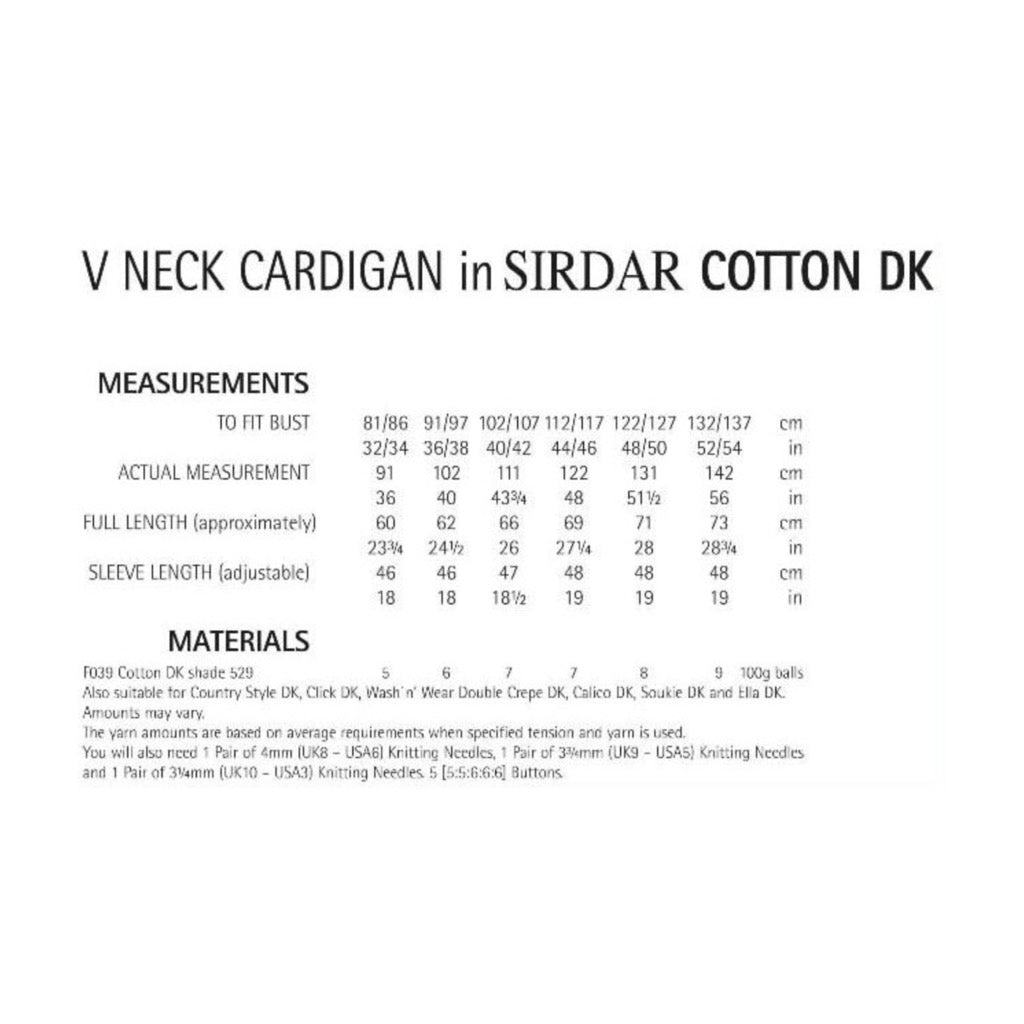 Sirdar 7353 Cotton DK Cardigan