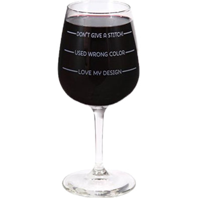 Wine glass I Don't Give A Stitch