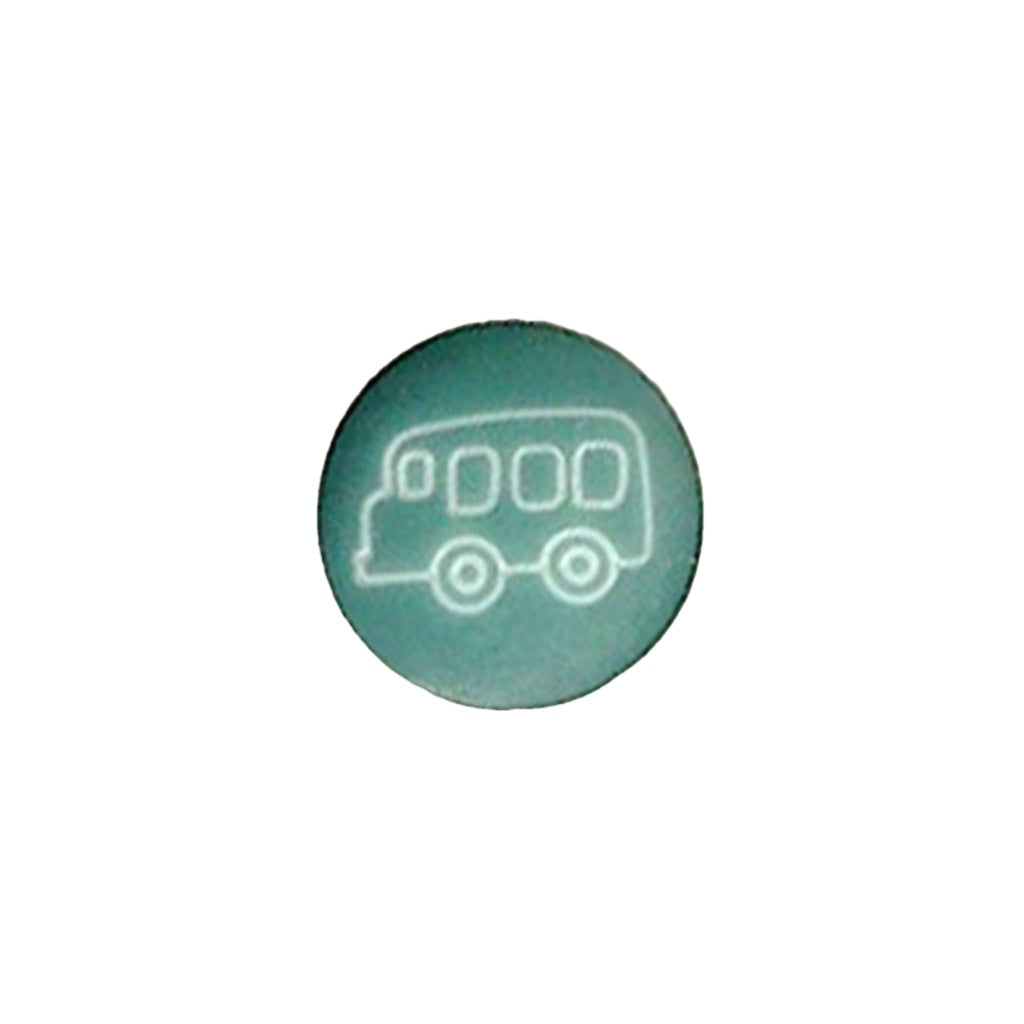 Button 952551 Teal with Bus Image Shank 14mm