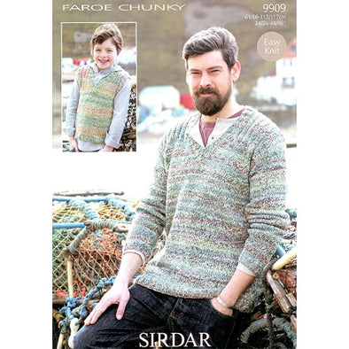 Sirdar 9909 Faroe Chunky Sweater V Neck and Tank Top