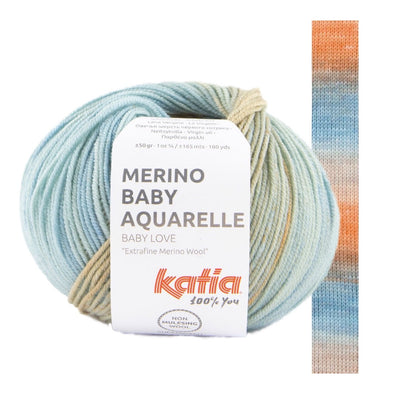 Merino Baby Aquarelle 350 Orange -Beige -Blue