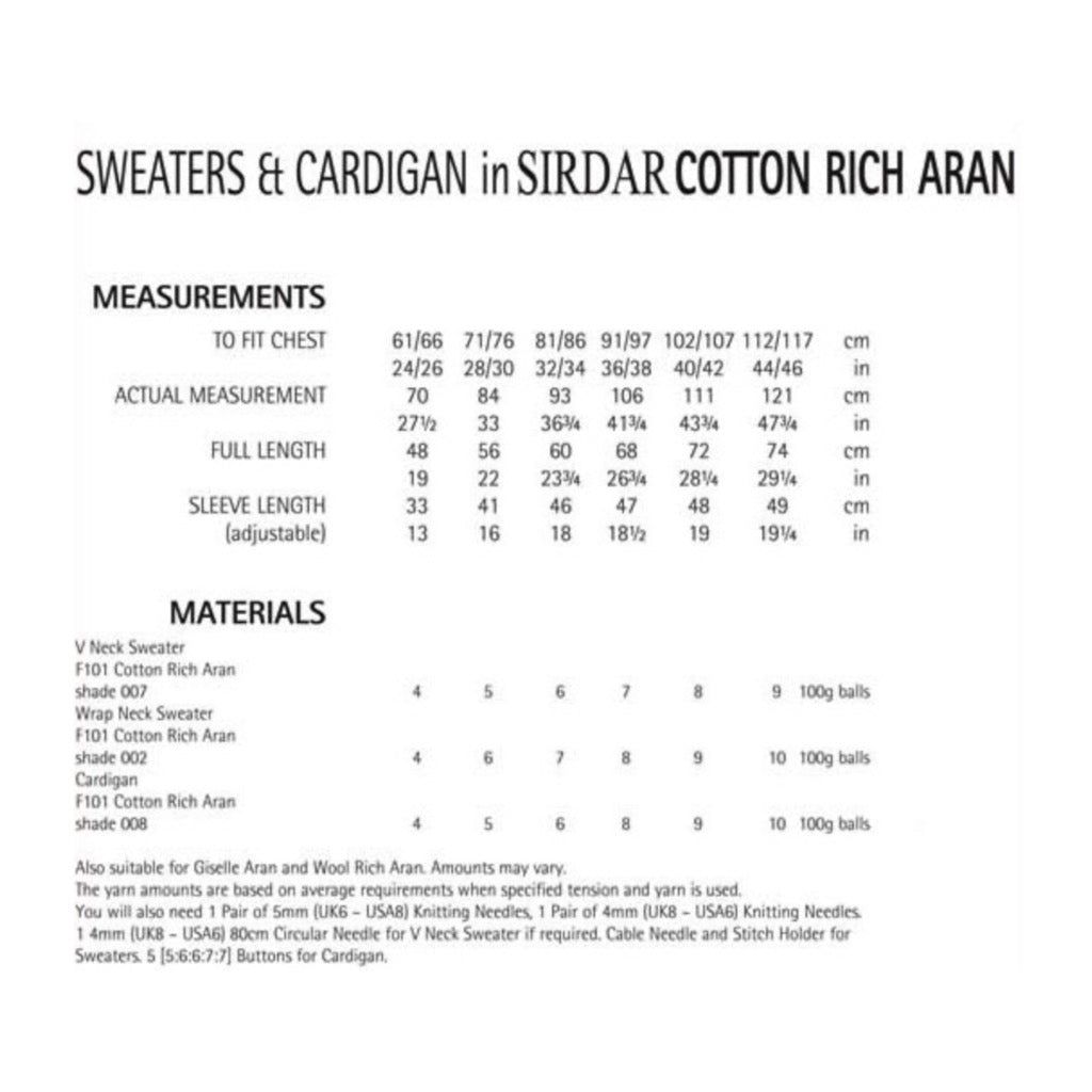 Sirdar 7270 Cotton Rich Aran Sweater