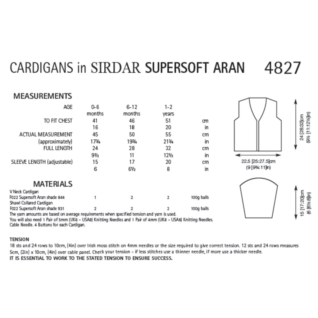 Sirdar 4827 Supersoft Aran Cardigan