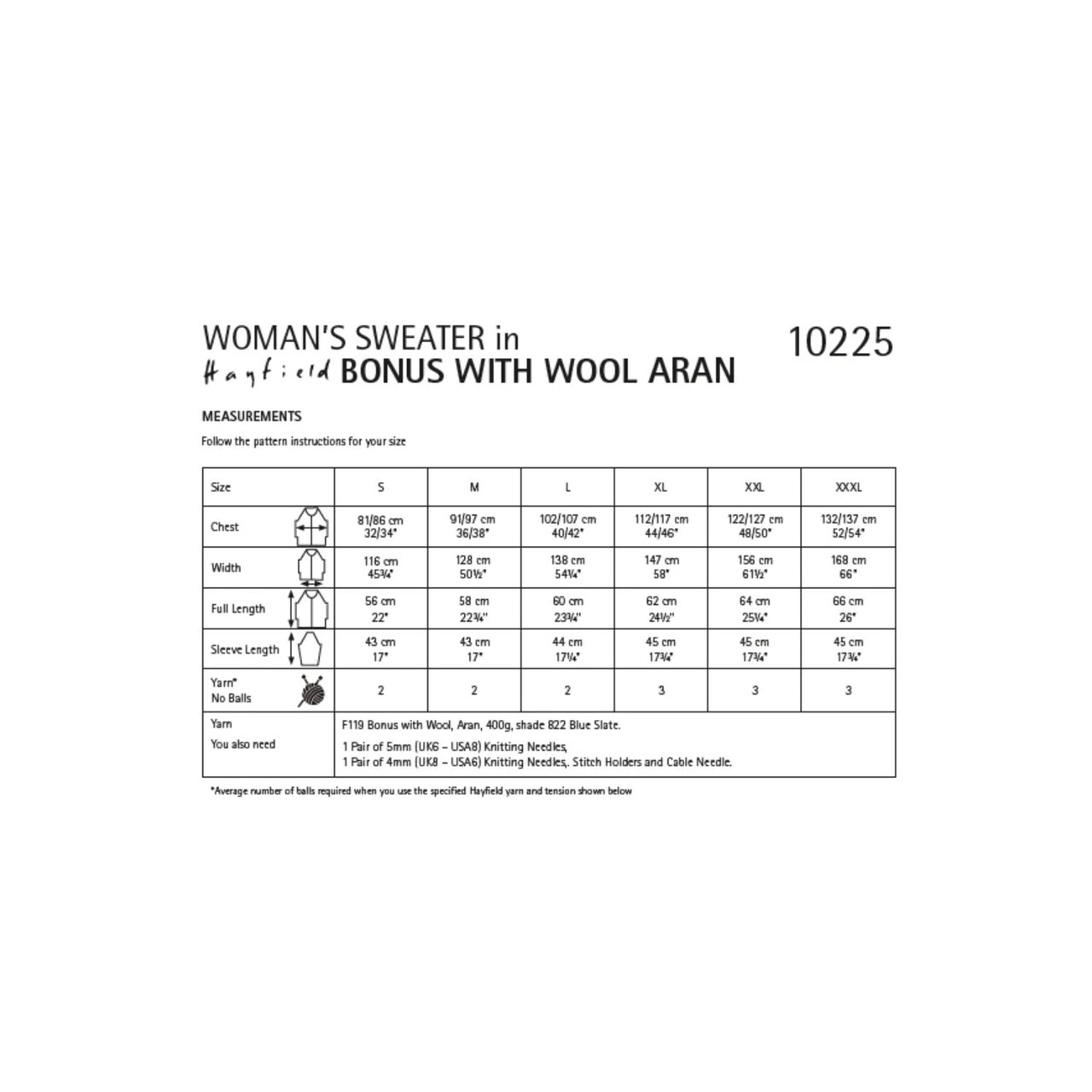 Hayfield 10225 Bonus Aran Sweater