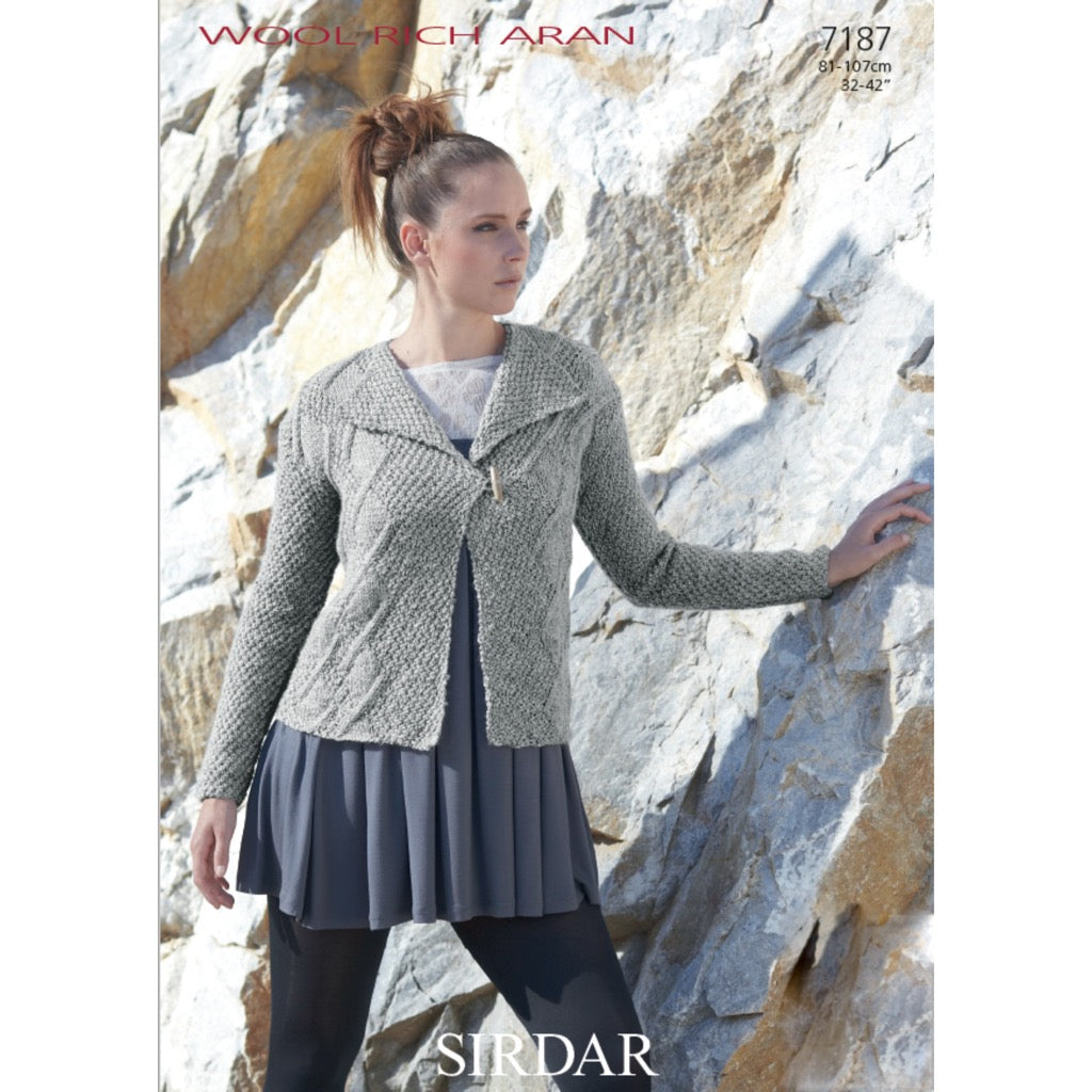 Sirdar 7187 Wool Rich Aran Cardigan