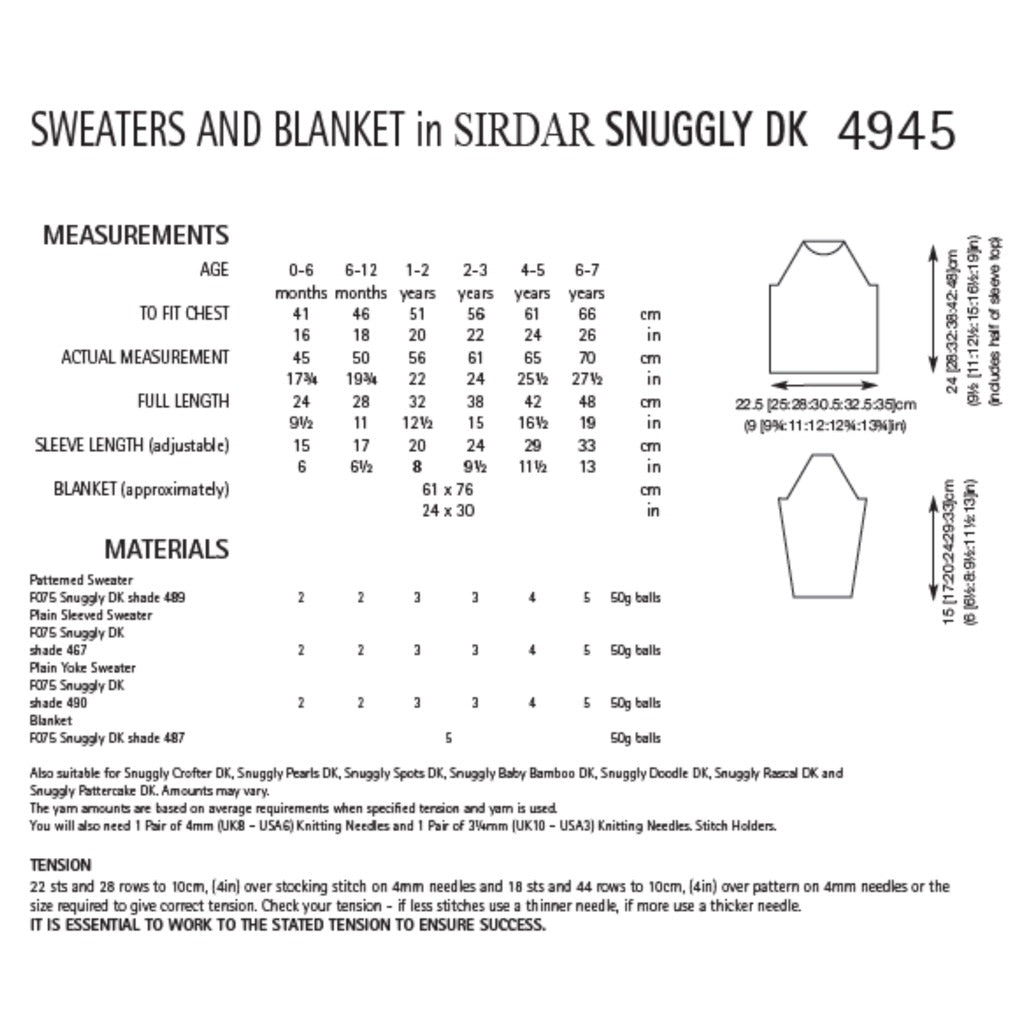 Sirdar 4945 Snuggly DK Sweaters and Blanket