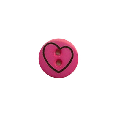 Button 211629 Fuschia Heart 13mm