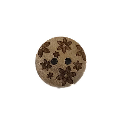Button 17050 Flowers Brown 15mm