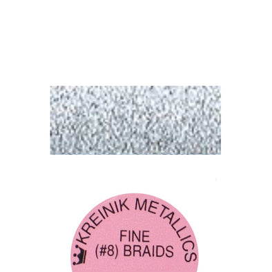 Kreinik Metallic #8 Braid   001 Silver
