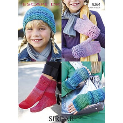 Sirdar 9264 Escape Dk  Snow hat, Socks, Mittens
