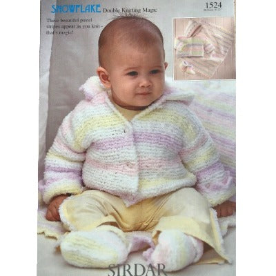 Sirdar 1524 Snowflake Hooded Sweater, Booties, Blanket