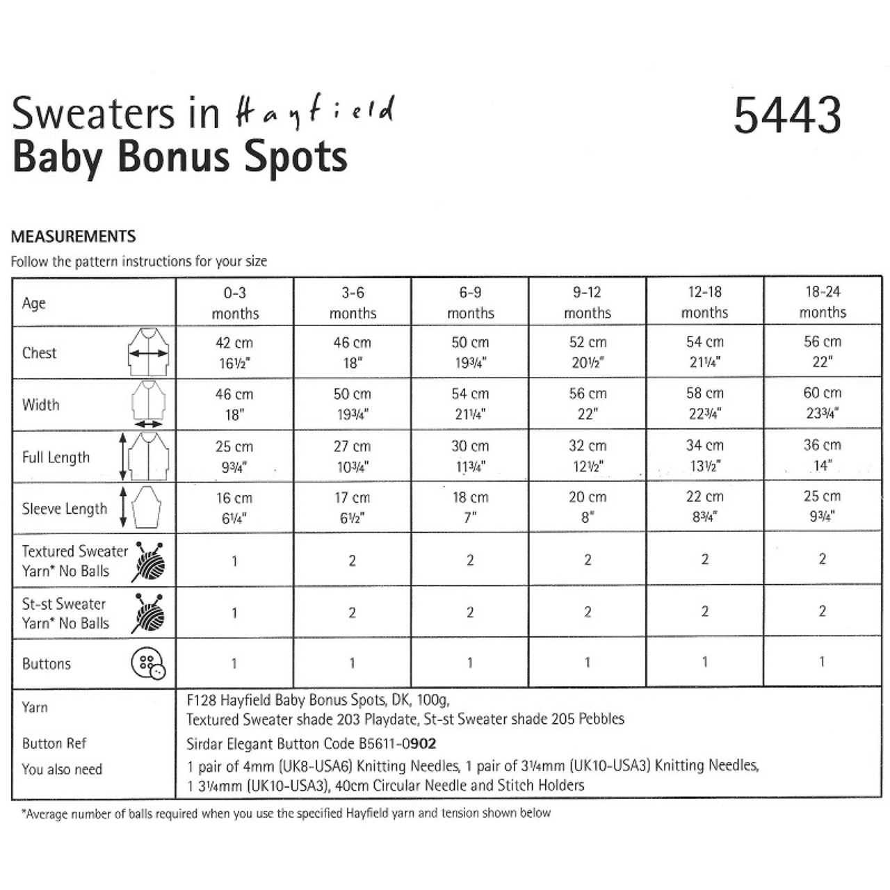 Hayfield 5443 Baby Bonus Spots Sweater