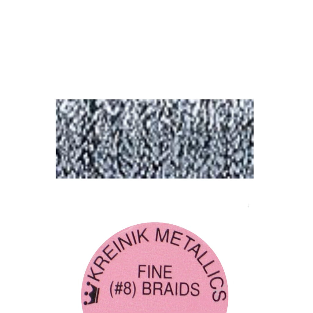 Kreinik Metallic #8 Braid   011HL Gun Metal High Lustre