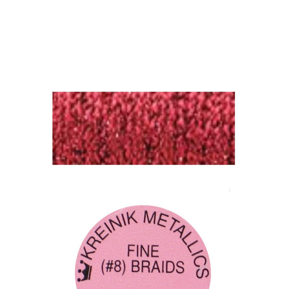 Kreinik Metallic #8 Braid   003HL Red High Lustre