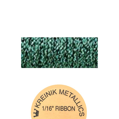 Kreinik Metallic 1/16” Ribbon  009HL Emerald High Lustre