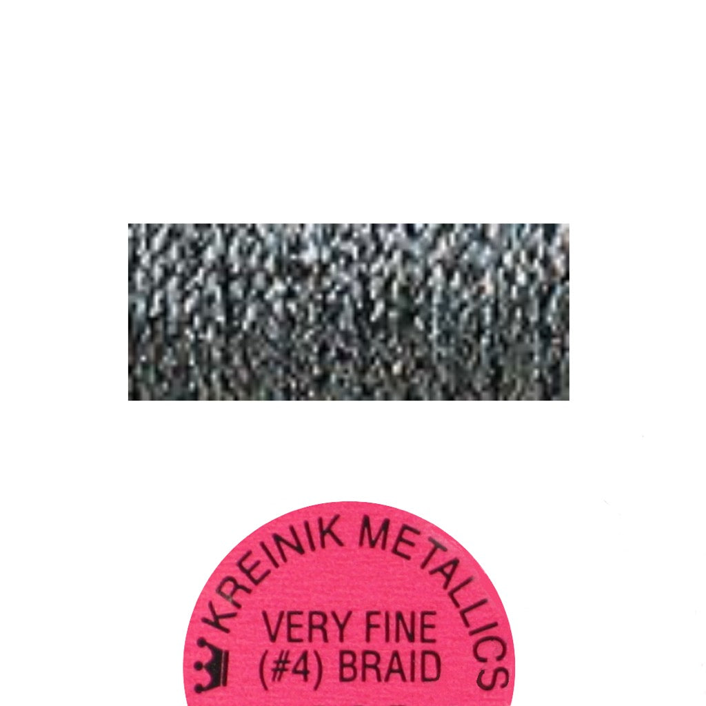 Kreinik Metallic #4 Braid   010HL Steel Grey  Fine