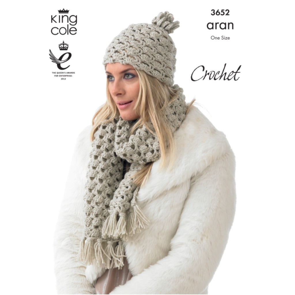 King Cole 3652 Hat and Scarves - Crochet