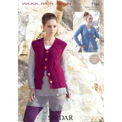 Sirdar 7184 Wool Rich Aran Vest