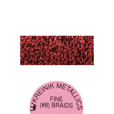 Kreinik Metallic #8 Braid  061 Ruby