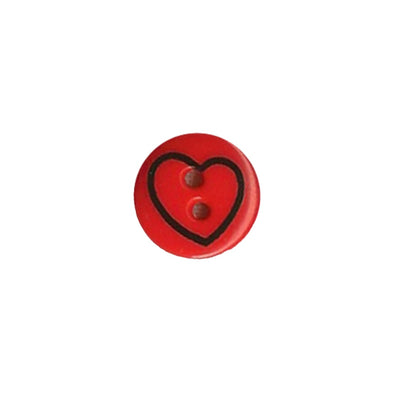 Button 211630 Red with Heart Design 13mm